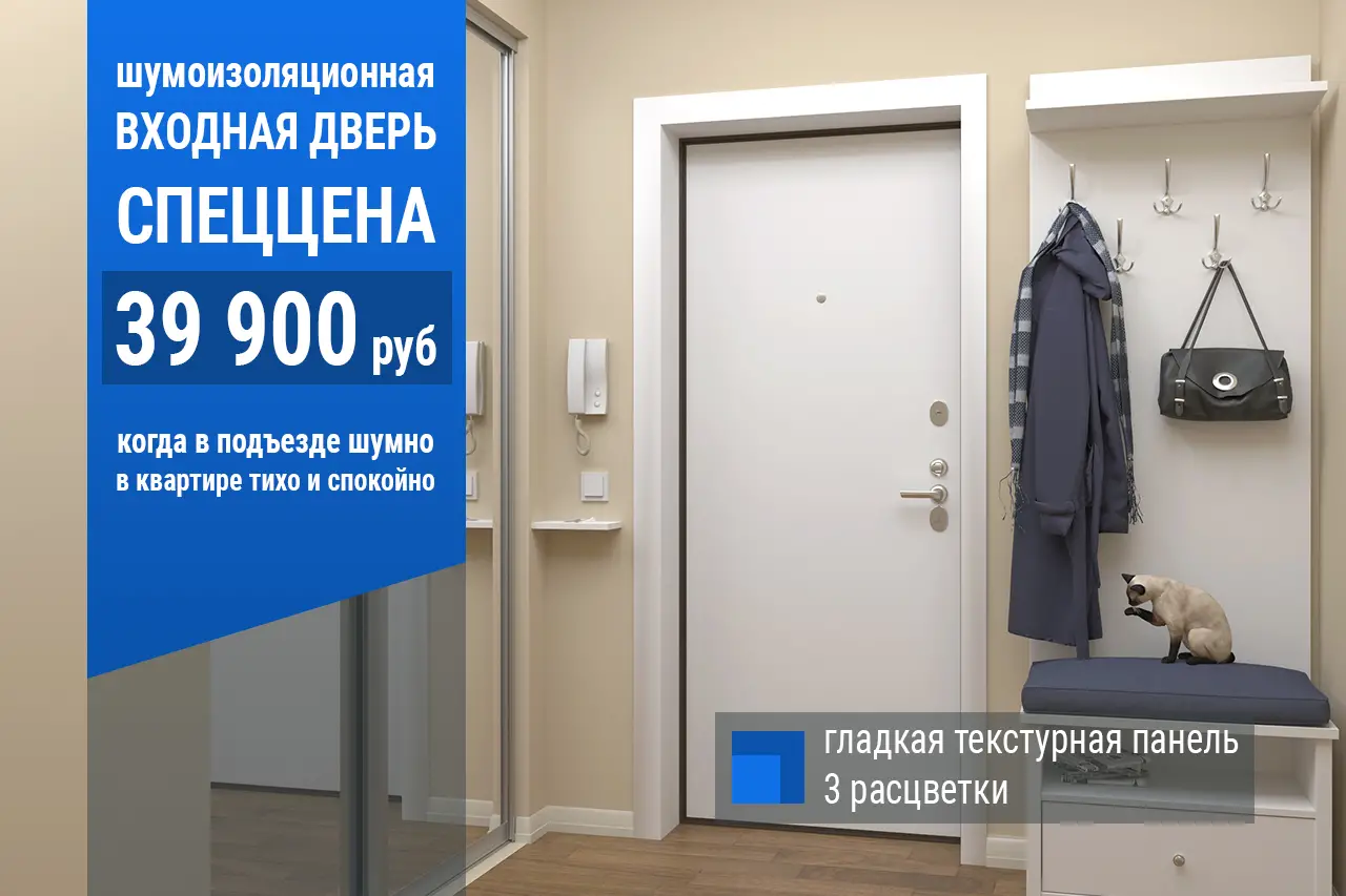 Шумоизоляционная дверь по спеццене с гладкой панелью